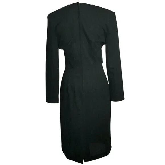 Etoile Womens Dress Size 6 Vintage Sheath Black Beaded Midi Long Sleeve - Picture 4 of 8